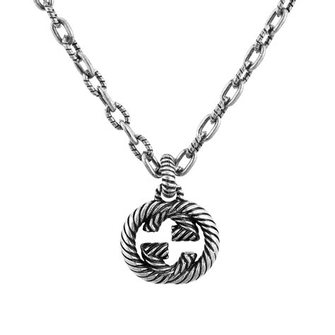 gucci charlotte clover necklace|interlocking g necklace in silver.